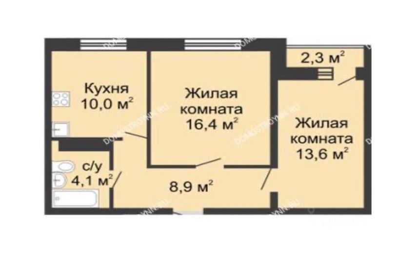 Продажа 2-комнатной квартиры 53,6 м², 9/19 этаж