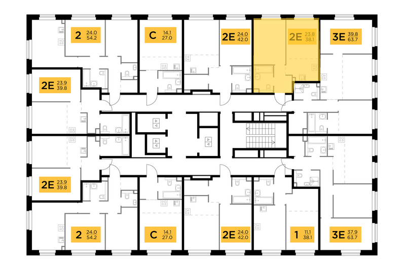 Продажа 2-комнатной квартиры 38,1 м², 14/23 этаж