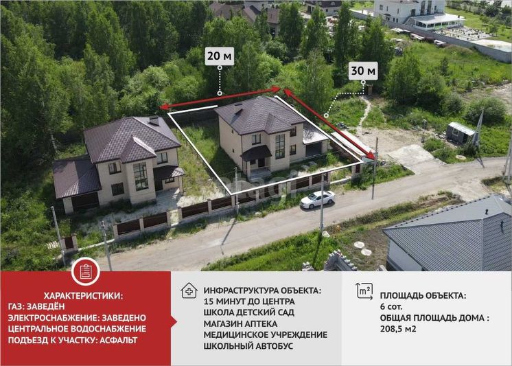 Продажа дома, 208,5 м², с участком 6 соток