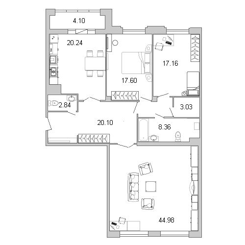 Продажа 3-комнатной квартиры 141,5 м², 2/9 этаж