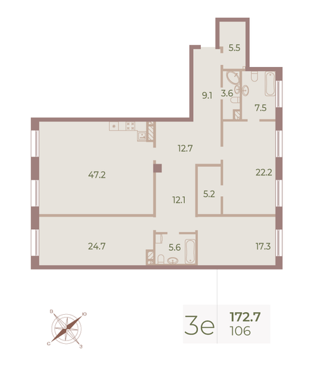 Продажа 3-комнатной квартиры 173 м², 5/9 этаж