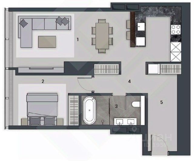 Продажа квартиры со свободной планировкой 77 м², 36/68 этаж