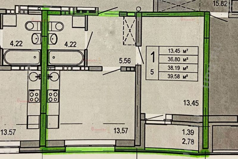 Продажа 1-комнатной квартиры 39 м², 14/29 этаж