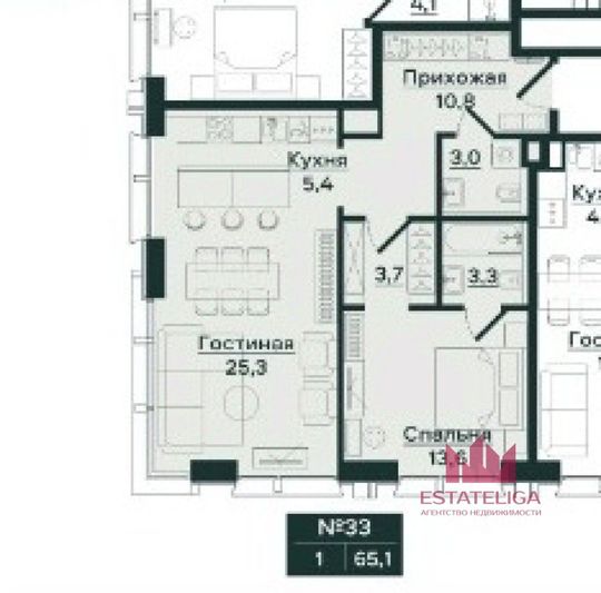 Продажа 2-комнатной квартиры 65,9 м², 4/10 этаж