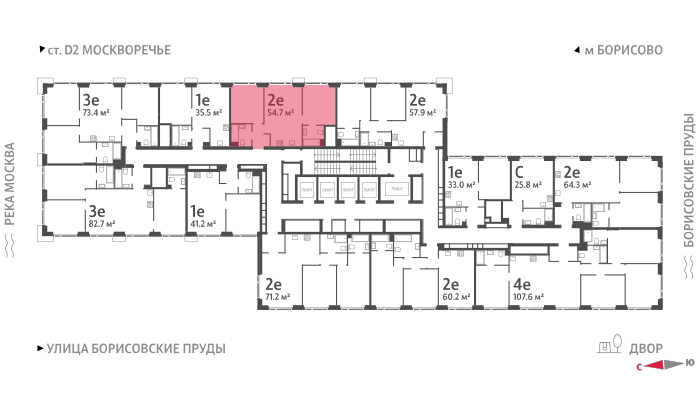 Продажа 2-комнатной квартиры 54,7 м², 39/52 этаж