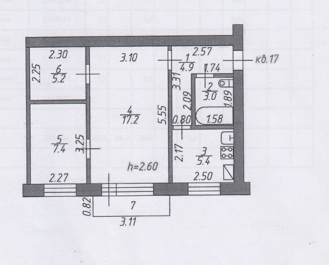 Продажа 2-комнатной квартиры 42,2 м², 2/3 этаж