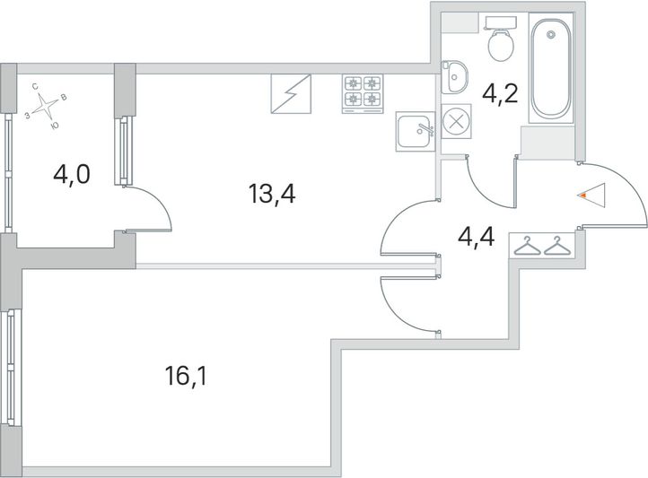Продажа 1-комнатной квартиры 40,1 м², 3/5 этаж