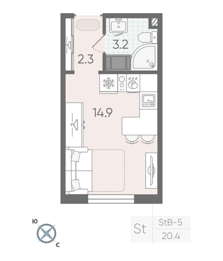 Продажа квартиры-студии 20,4 м², 15/22 этаж