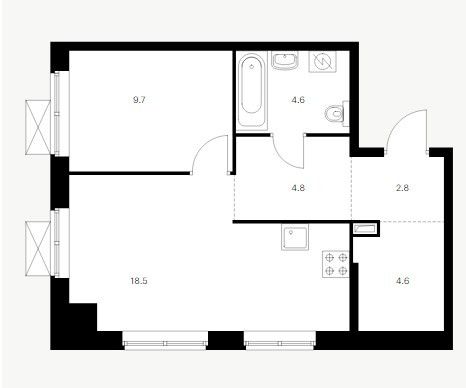 Продажа 1-комнатной квартиры 45,7 м², 11/16 этаж