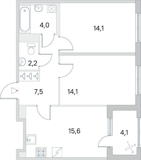 Продажа 2-комнатной квартиры 59,5 м², 2/5 этаж