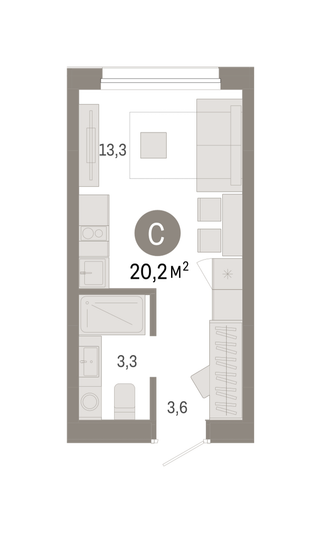 Продажа квартиры-студии 20,2 м², 2/9 этаж