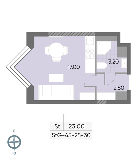 Продажа квартиры-студии 23 м², 29/30 этаж
