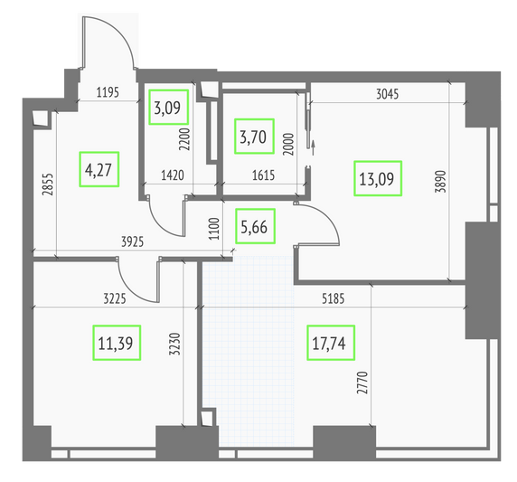 Продажа 2-комнатной квартиры 58,5 м², 5/57 этаж