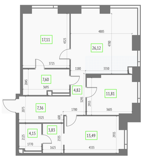Продажа 3-комнатной квартиры 96,3 м², 32/57 этаж