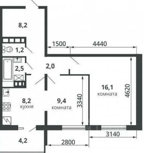 Продажа 2-комнатной квартиры 50 м², 14/16 этаж