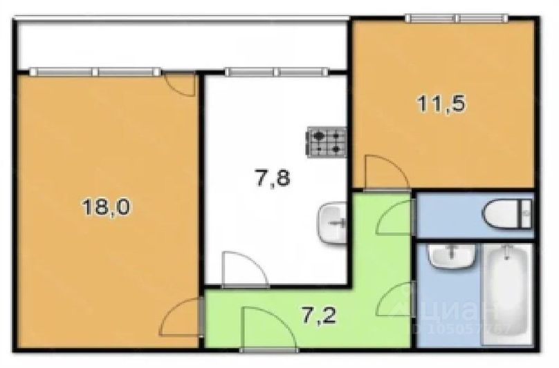 Аренда 2-комнатной квартиры 43 м², 3/5 этаж