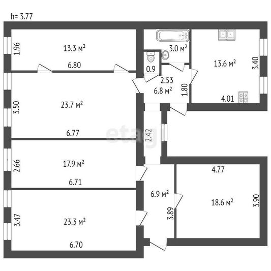 Продажа многокомнатной квартиры 128 м², 2/5 этаж
