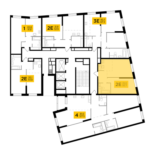 Продажа 2-комнатной квартиры 50,7 м², 28/30 этаж
