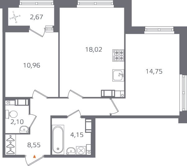 Продажа 2-комнатной квартиры 59,9 м², 11/17 этаж
