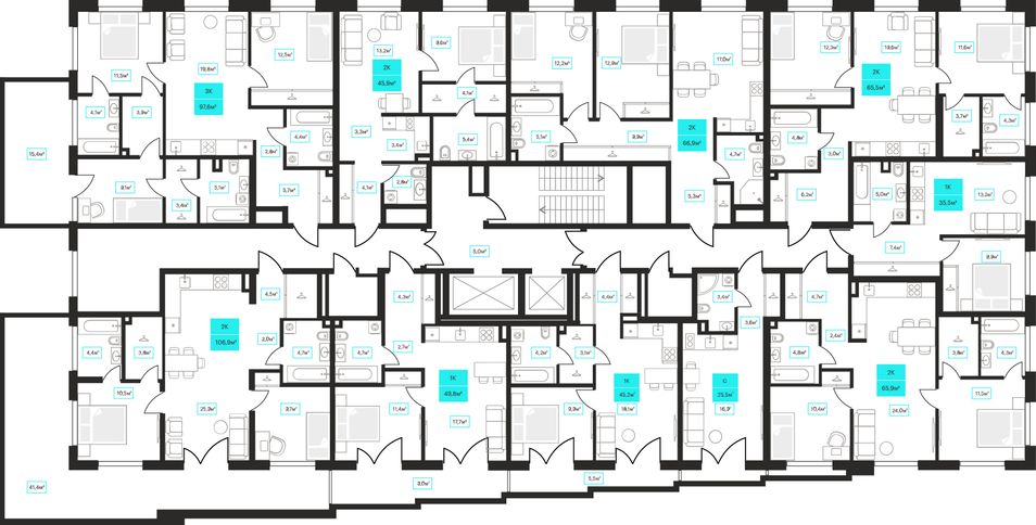 Продажа 2-комнатной квартиры 106,9 м², 2/23 этаж