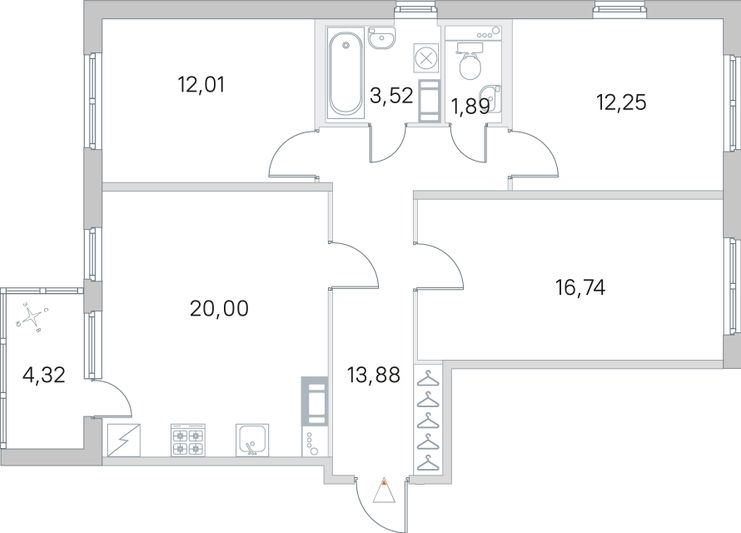 Продажа 3-комнатной квартиры 82,4 м², 2/5 этаж
