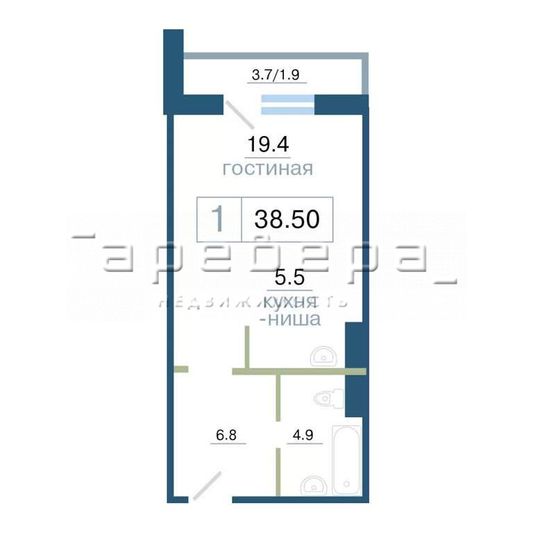 Продажа квартиры-студии 39 м², 13/17 этаж