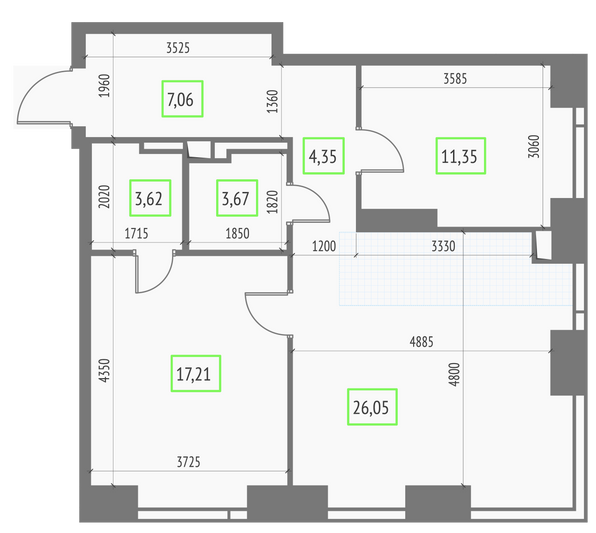 Продажа 2-комнатной квартиры 73,3 м², 42/57 этаж