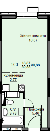 Продажа квартиры-студии 30,9 м², 1/17 этаж