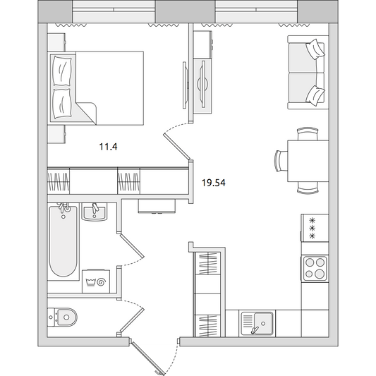 Продажа 1-комнатной квартиры 40,3 м², 1/4 этаж