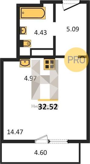 Продажа квартиры-студии 32,5 м², 23/27 этаж