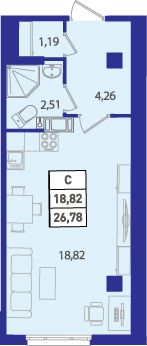 Продажа квартиры-студии 26,5 м², 9/18 этаж
