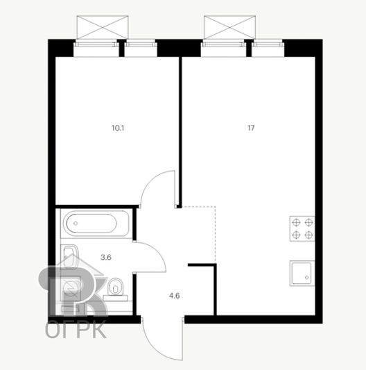 Продажа 1-комнатной квартиры 36,1 м², 4/33 этаж