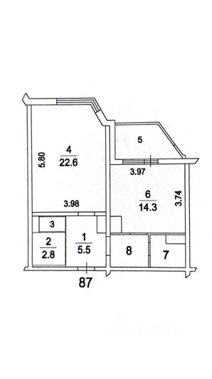 Продажа 1-комнатной квартиры 54 м², 23/25 этаж