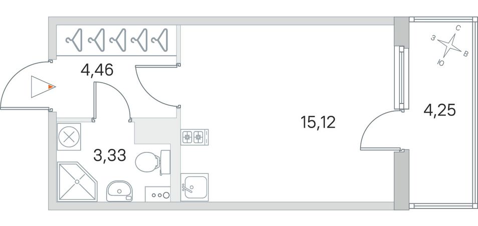 Продажа квартиры-студии 24,2 м², 4/4 этаж