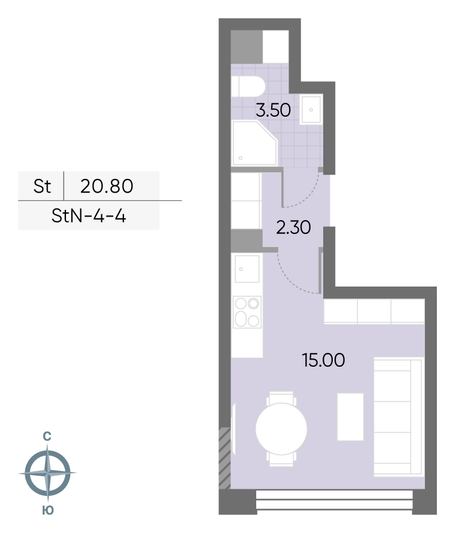 Продажа квартиры-студии 20,8 м², 4/30 этаж