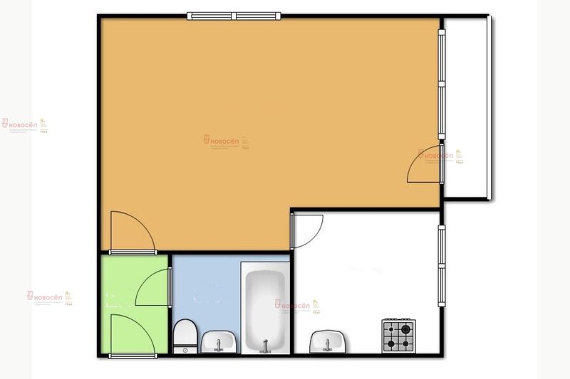 Продажа 1-комнатной квартиры 42 м², 2/2 этаж