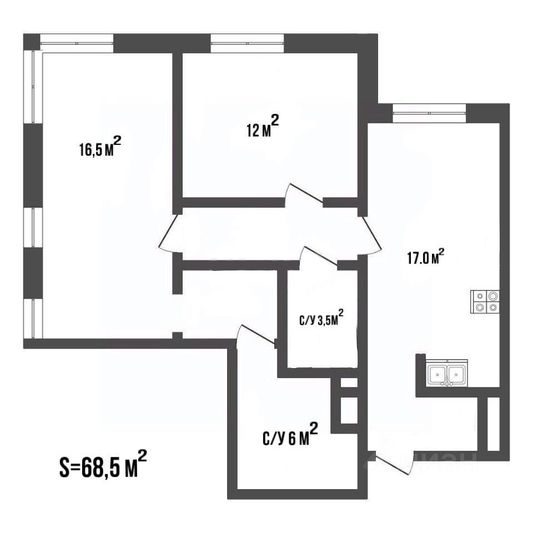 Продажа 2-комнатной квартиры 68,5 м², 9/32 этаж