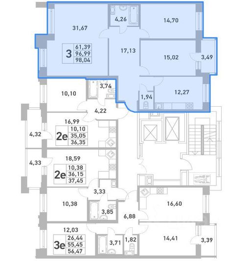 Продажа 3-комнатной квартиры 98 м², 4/12 этаж