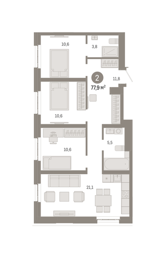 Продажа 3-комнатной квартиры 77,9 м², 4/31 этаж