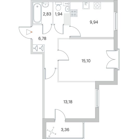 Продажа 2-комнатной квартиры 51,5 м², 4/4 этаж