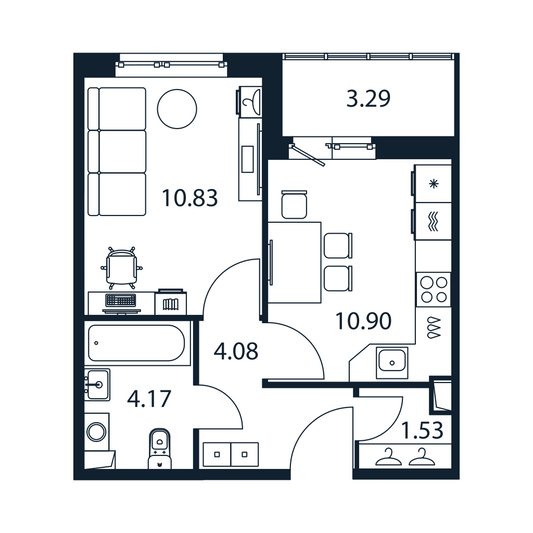 Продажа 1-комнатной квартиры 33,2 м², 1/12 этаж