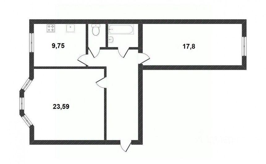 Продажа 2-комнатной квартиры 55,5 м², 5/5 этаж