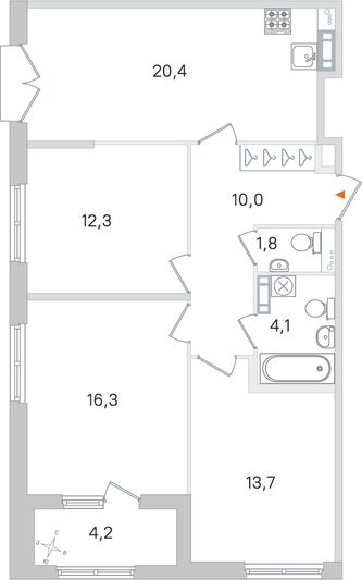 Продажа 3-комнатной квартиры 80,7 м², 3/4 этаж