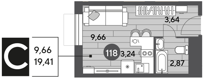 Продажа квартиры-студии 19,4 м², 6/10 этаж