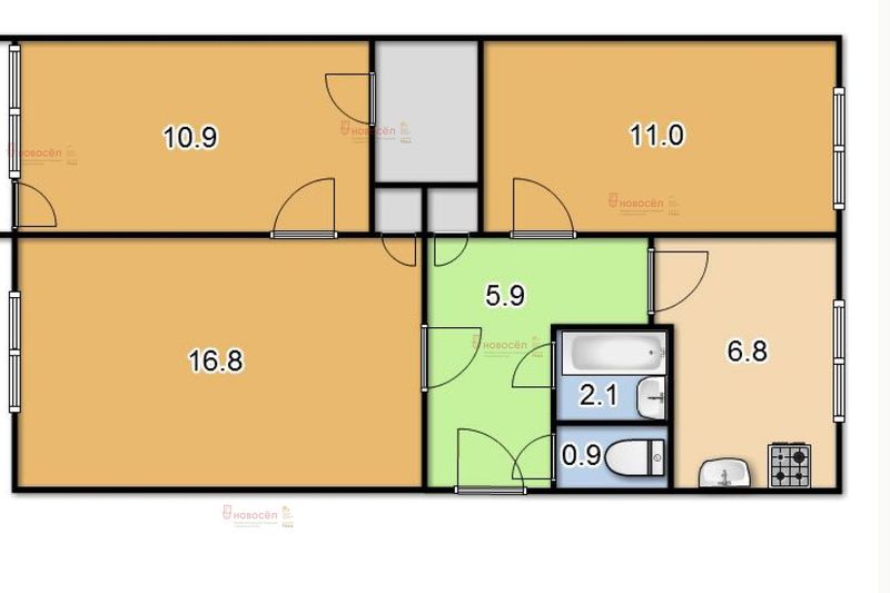 Продажа 3-комнатной квартиры 52 м², 1/1 этаж