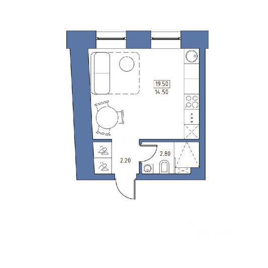 Продажа квартиры-студии 19,5 м², 4/5 этаж