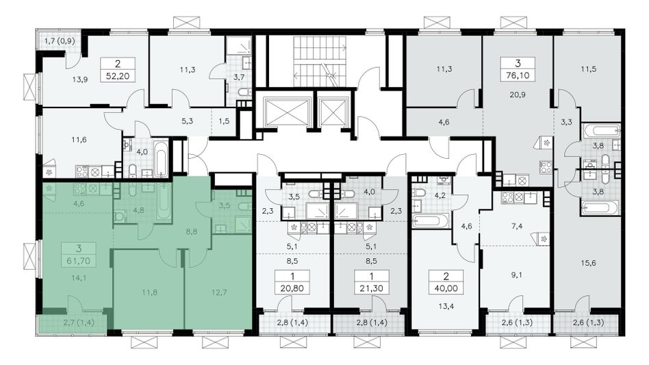 Продажа 3-комнатной квартиры 61 м², 13/15 этаж