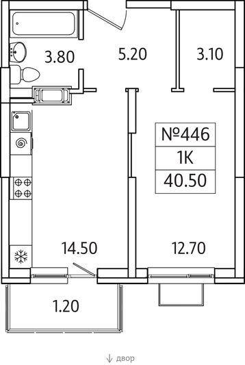 Продажа 1-комнатной квартиры 40,5 м², 18/25 этаж