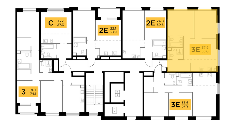 Продажа 3-комнатной квартиры 55 м², 14/20 этаж