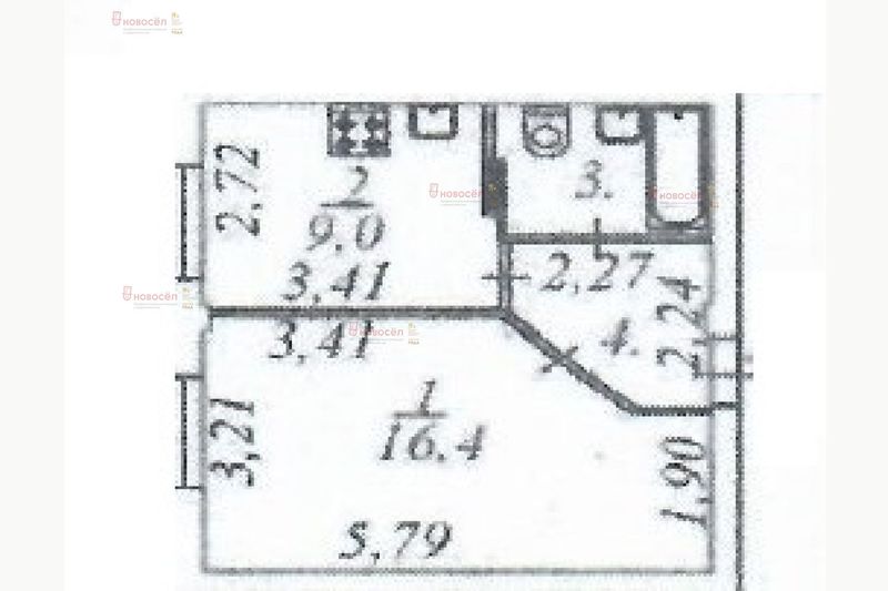 Продажа 1-комнатной квартиры 33 м², 1/3 этаж